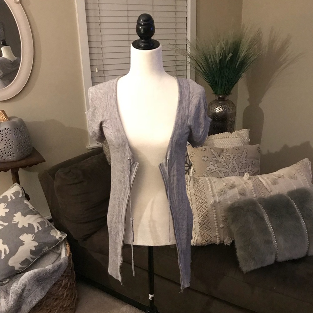 French Connection gray zip up cardigan